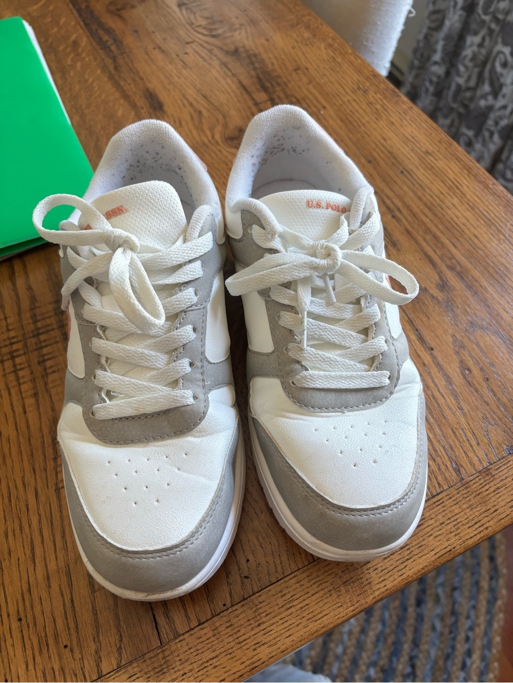 U.S. Polo Assn. Kids White and Light Gray Low-Top Sneakers